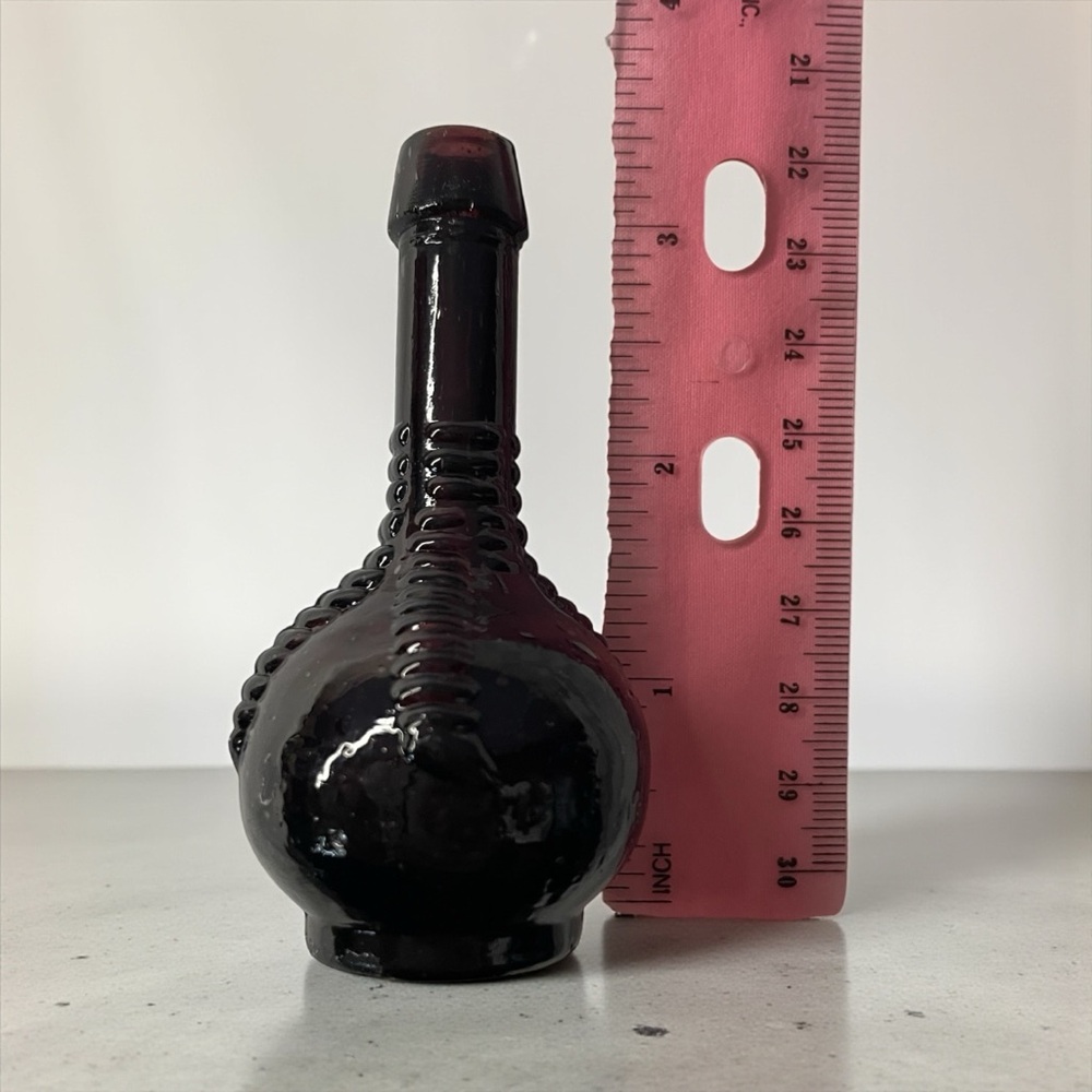 Vintage Purple Miniature Glass Bottle Ball & Claw Bitters 3.25" - Picture 3 of 3